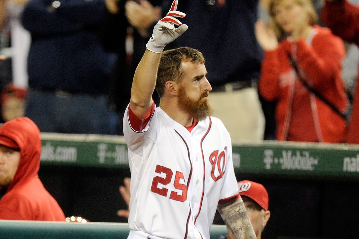 Adam LaRoche after hitting a three run home run against the Mets in 2014.