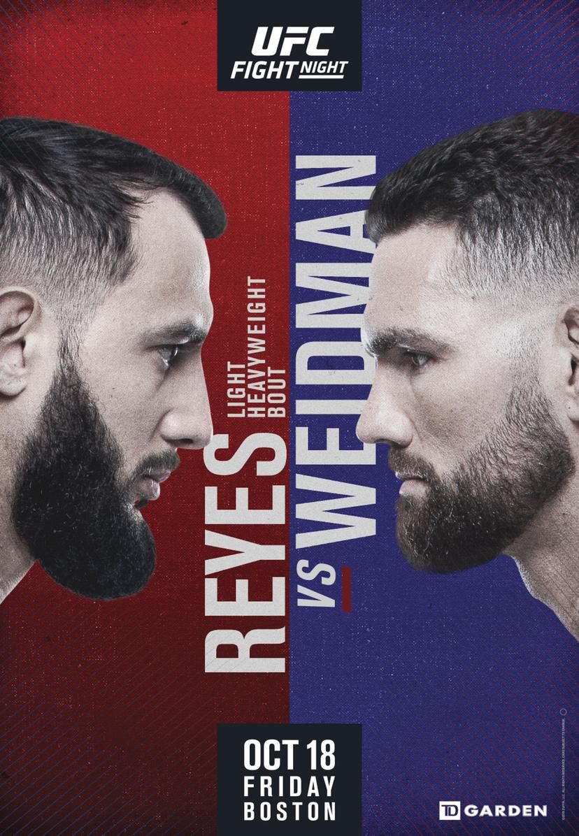 Pic: UFC Boston poster drops for ‘Reyes vs Weidman’ on ESPN - MMAmania.com