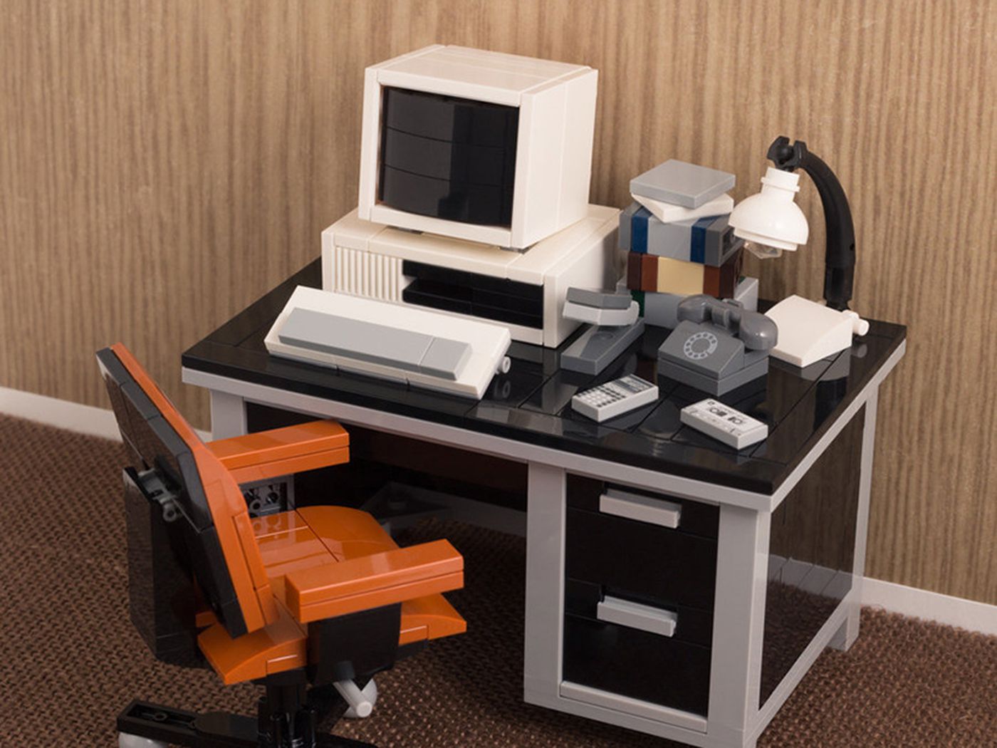 IT Desk Top Computer Table CD Mini Miniature Office  MOC MADE OF LEGO BRICKS 