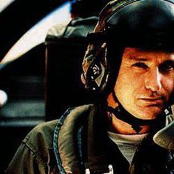 The president of the United States (Bill Pullman) takes to the air to lead the attack on an alien mother ship in "Independence Day" (1996, PG-13).