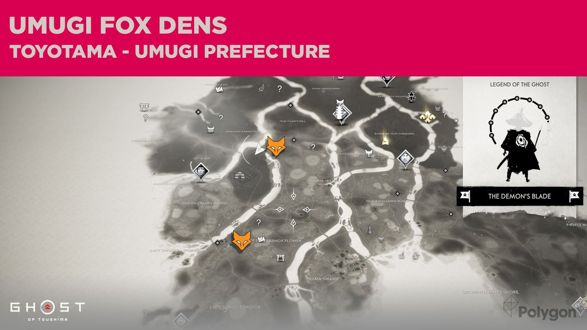 Fox Den locations in Umugi in Ghost of Tsushima