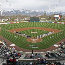 Spring Mobile Ballpark begins its 20th year of existence as the Salt Lake Bees play the Tucson Padres in the season opener Thursday, April 4, 2013, in Salt Lake City.