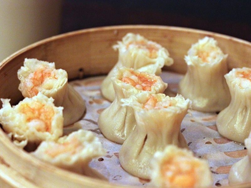Close-up of shaomai from Din Tai Fung.