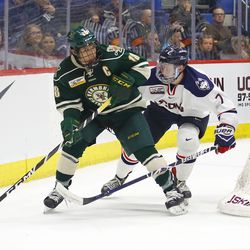 The Vermont Catamounts take on the UConn Huskies in a men’s college hockey game at the XL Center in Hartford, CT on March 1, 2019.