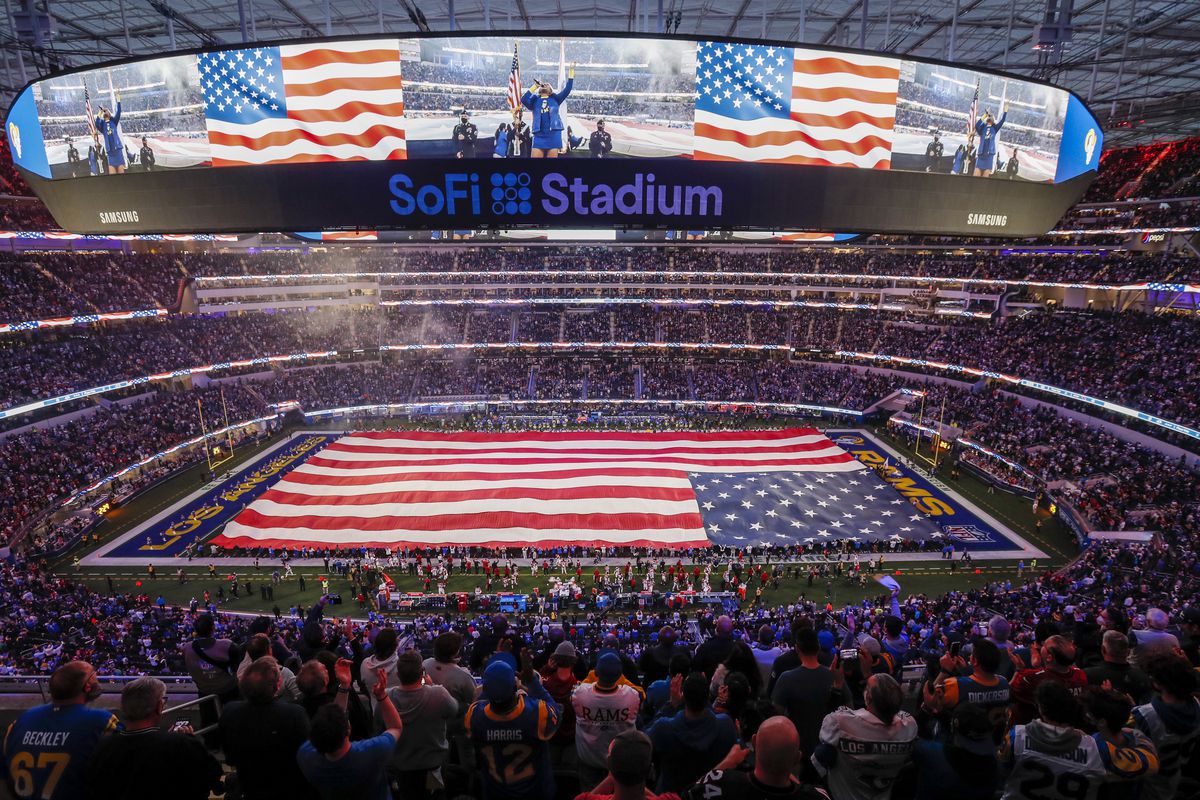 Shelea performs the National Anthem before the LA Rams and the Arizona Cardinals in the NFC divisional playoff game at SoFi Stadium.