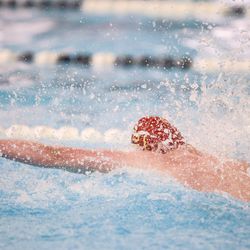Herriman’s swimmer swims in men’s 200-yard freestyle relay at the 6A Swimming State Championships at Brigham Young University in Provo on Saturday, Feb. 19, 2022.