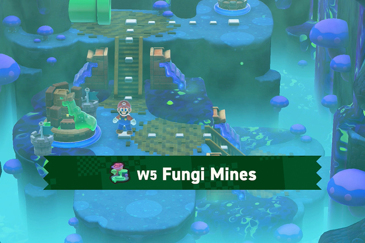 Super Mario Bros. Wonder Mario standing in the Fungi Mines