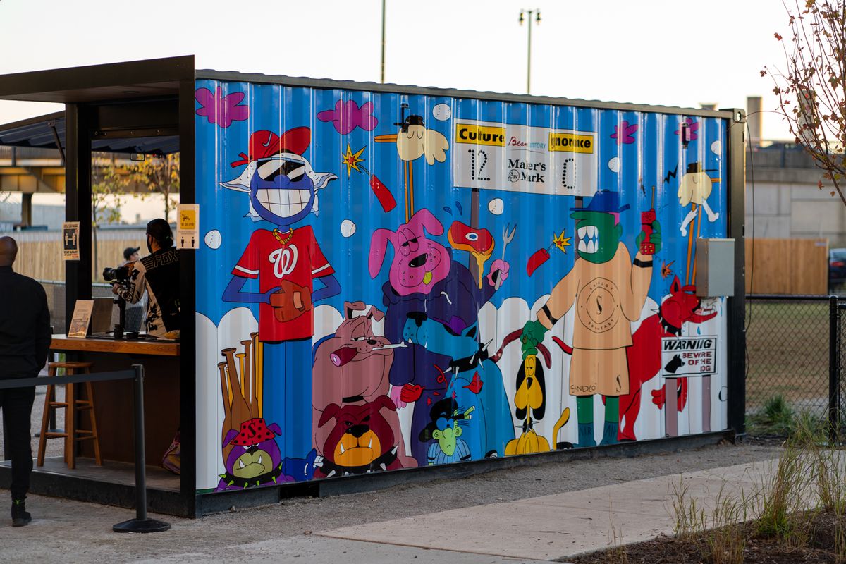 Gabriel D’Elia created the art for the shipping container bar.