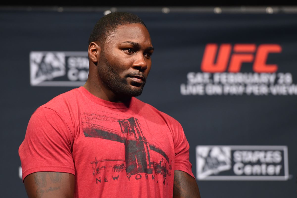 Anthony Johnson during a Q&amp;A session at UFC 184 in 2015.
