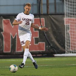 The Rider Broncs take on the UConn Huskies in a college men’s soccer game at Al Marzook Field in Hartford, CT on August 30, 2019.
