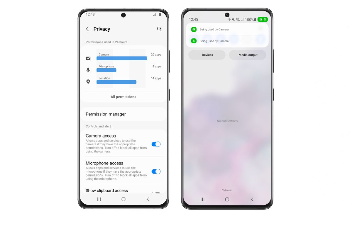 One UI 4 privacy settings and notifications