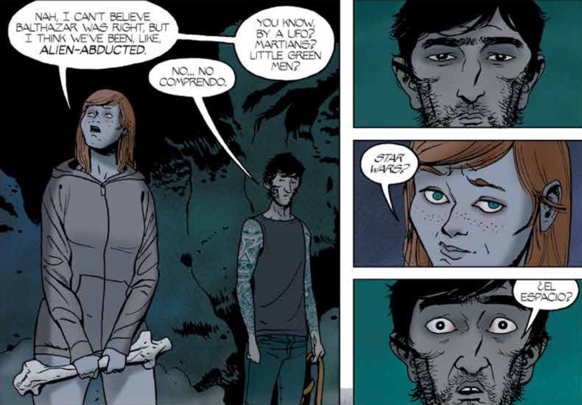 From Barrier #1, written by Brian K. Vaughan, drawn by Marcos Martin.