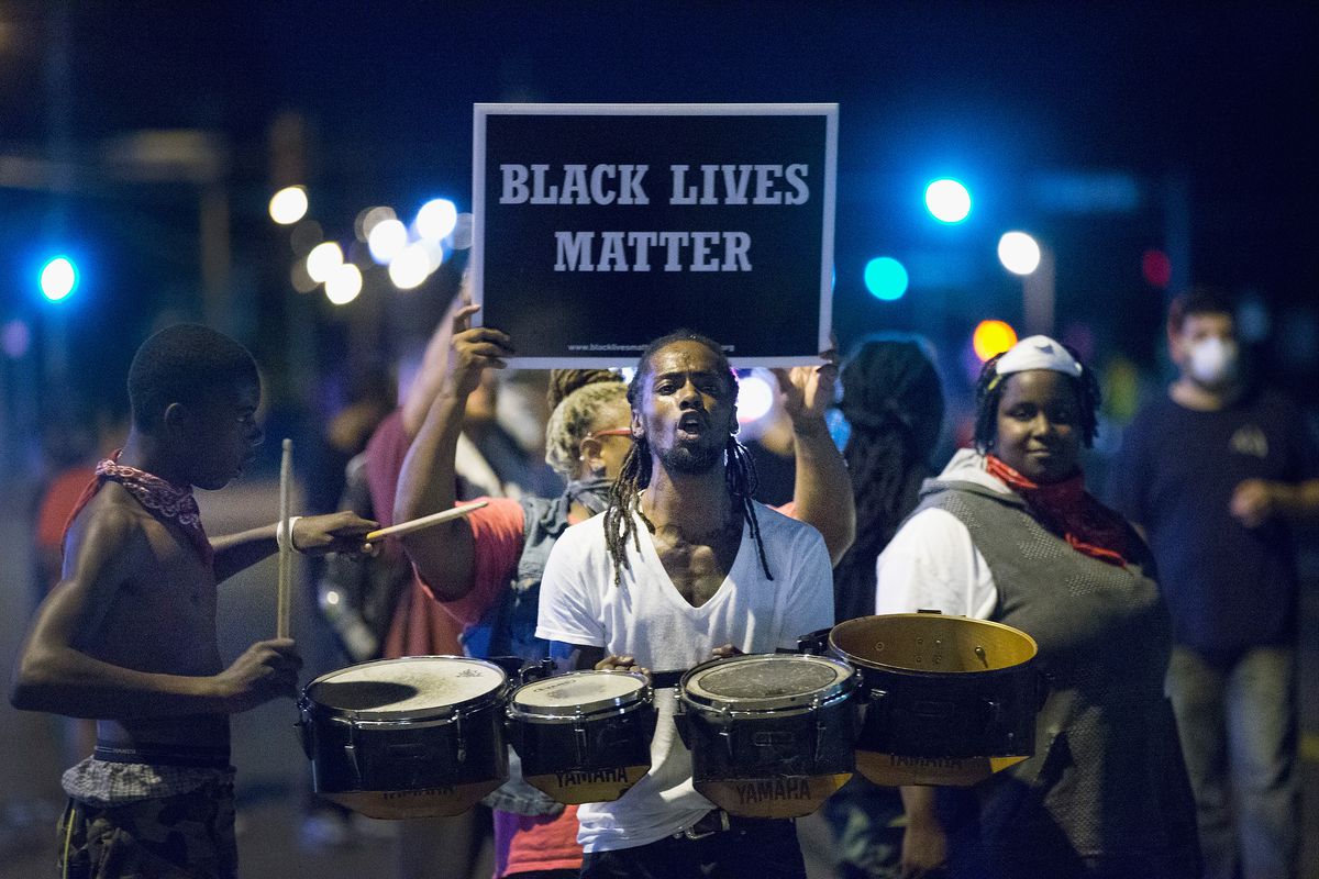 Black Lives Matter demonstrators in Ferguson, Missouri.