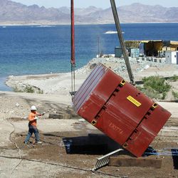 A new drinking water intake being built at a shrinking Lake Mead, Tuesday, April 10, 2012.