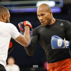 Jacare Souza throws a punch at UFC 230 workouts.