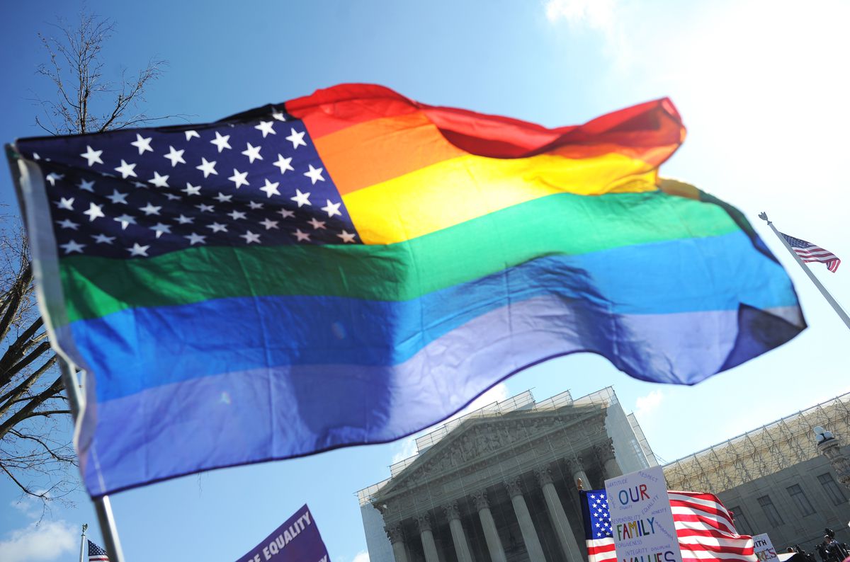 An LGBTQ pride flag.