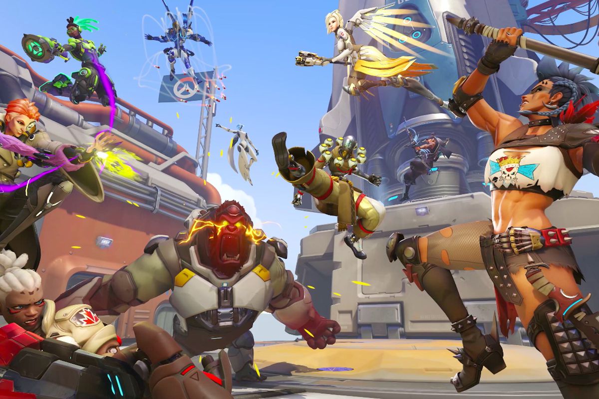 Ten members of the cast of Overwatch 2 square off in a dramatic battle sequence