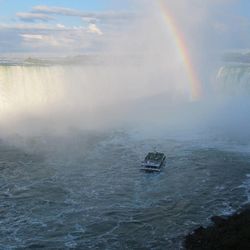 A cruise boat gets up close and personal to the falls.