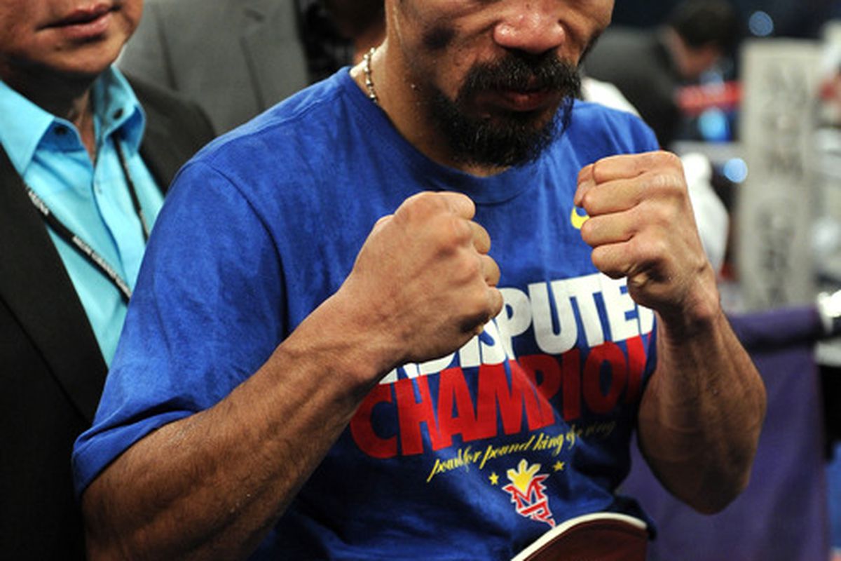 Manny Pacquiao's June opponent will soon be announced, and it appears to be down to two choices. (Photo by Harry How/Getty Images)