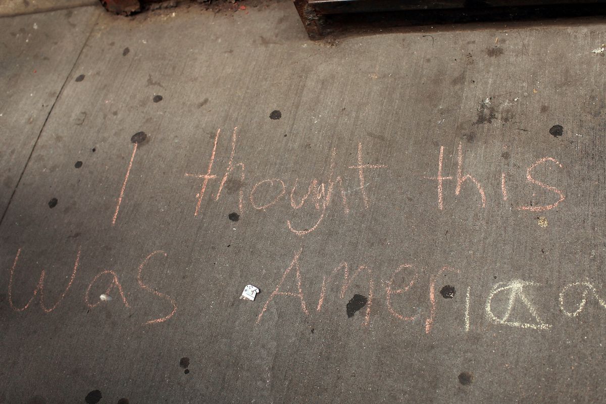 In 2010, during the fight over whether to allow a Muslim community center to be built in lower Manhattan (referred to as the “Ground Zero Mosque”), this graffiti appeared at the proposed site for the building.