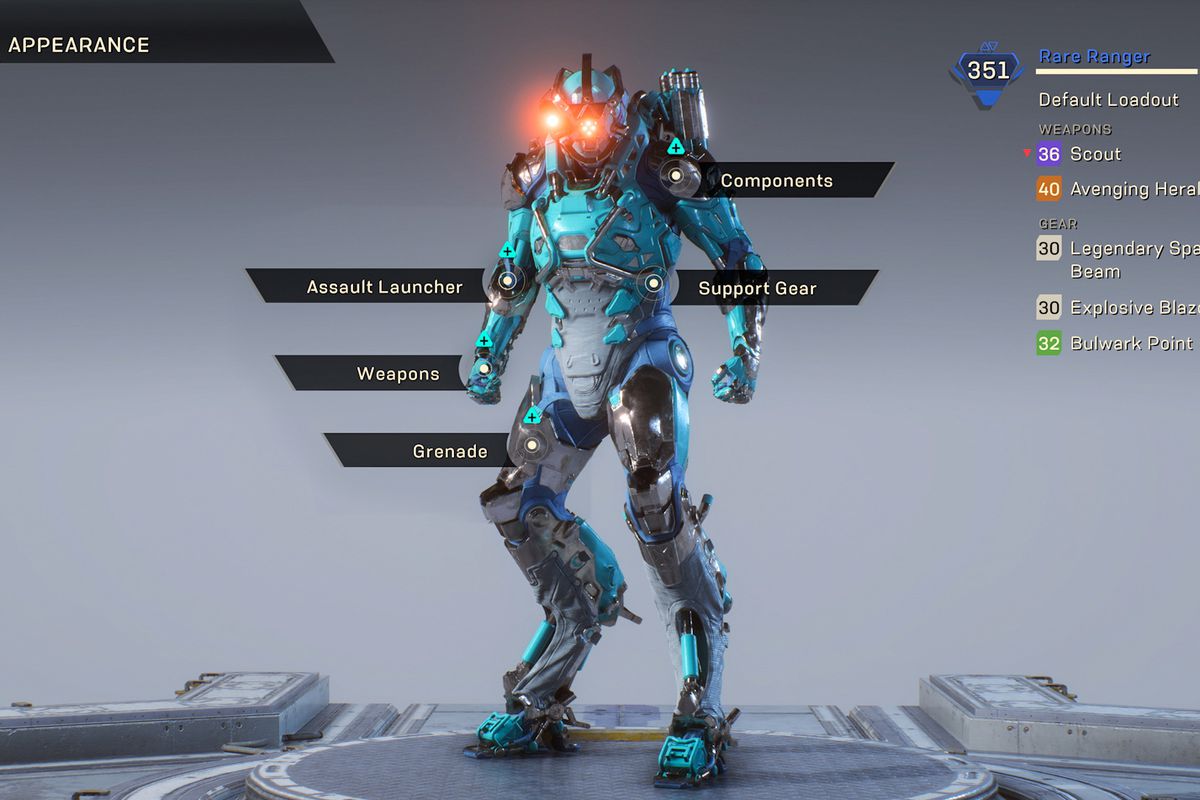Anthem - customizing Javelin in the Forge