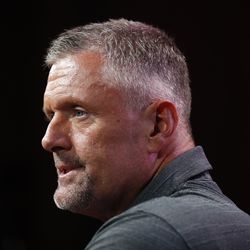 Utah head coach Kyle Whittingham speaks at the Pac-12 Conference NCAA college football Media Day in Los Angeles, Wednesday, July 25, 2018. (AP Photo/Jae C. Hong)