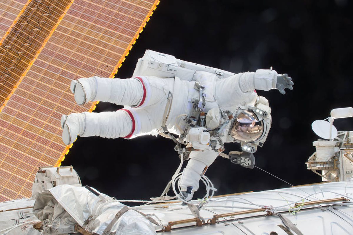 Expedition 46 Commander Scott Kelly on a December 21, 2015, spacewalk.