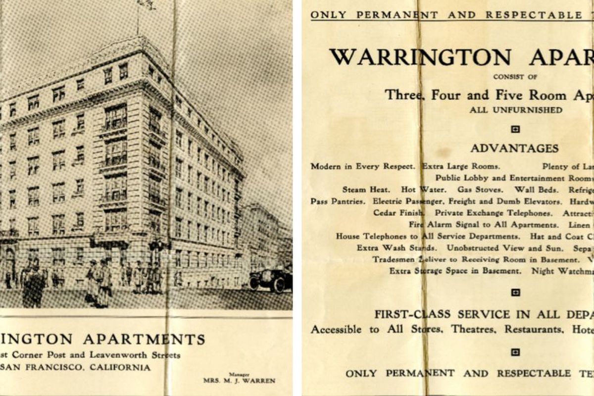 Old ad featuring Washington Apartments.