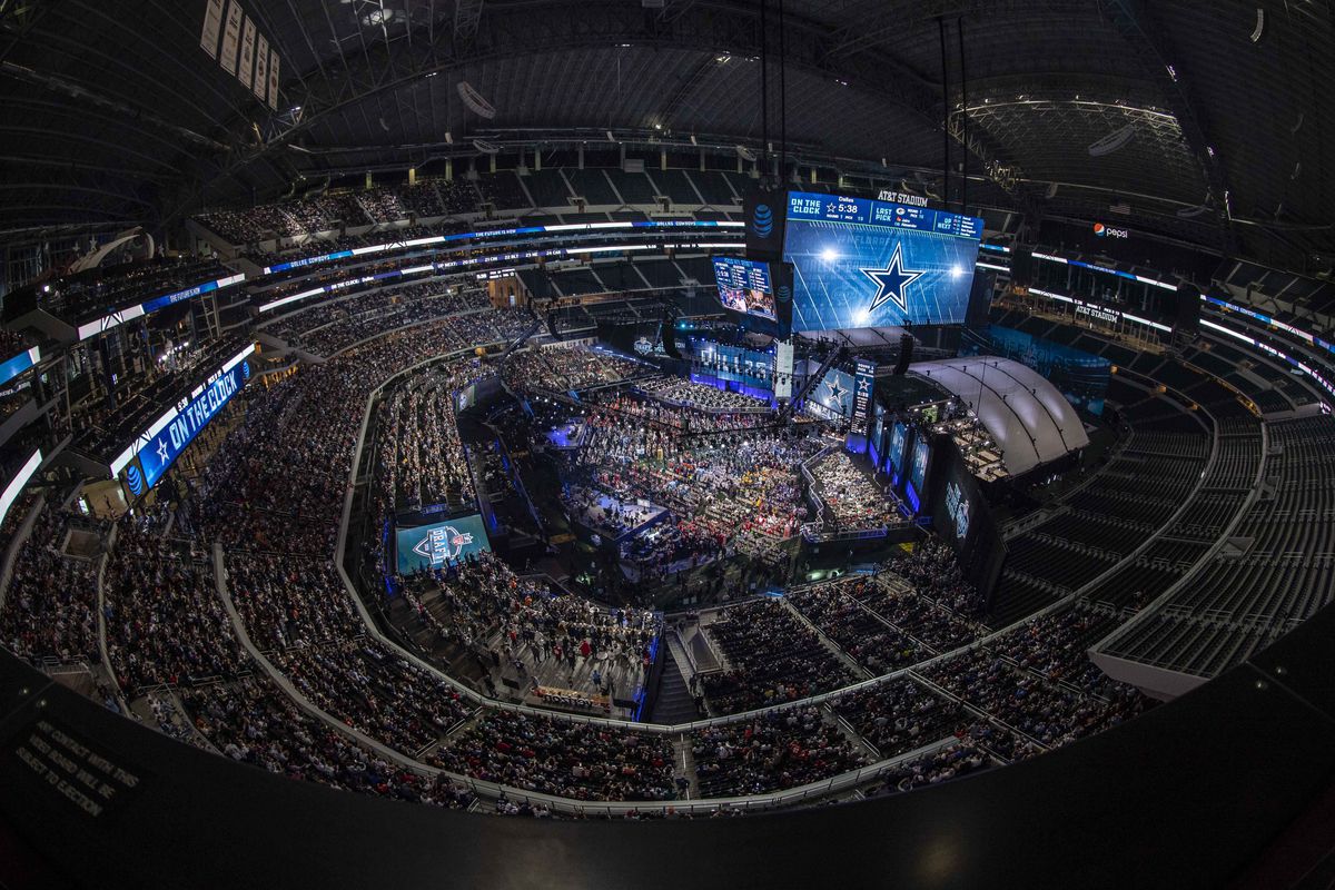 The interior of AT&amp;T Stadium during the 2018 NFL Draft