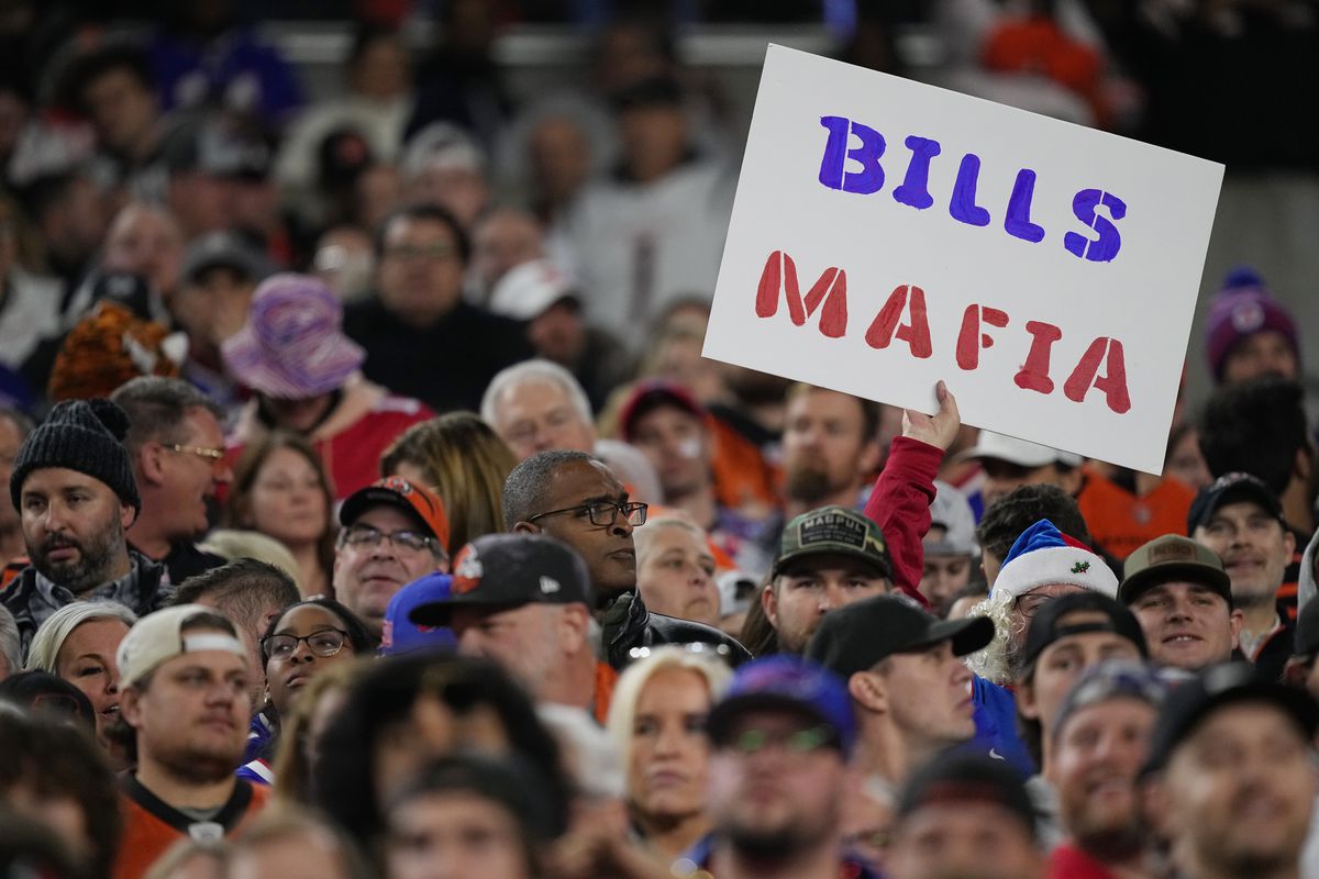 A Buffalo Bills fan holds up a sign during the first quarter of the game against the Cincinnati Bengals at Paycor Stadium on January 02, 2023 in Cincinnati, Ohio.