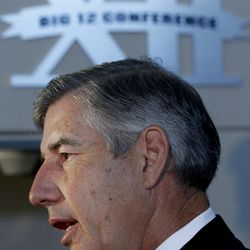 New Big 12 Commissioner Bob Bowlsby speaks after the news conference introducing him to the media at Big 12 headquarters   May 4, 2012, in Irving, Texas.