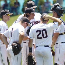 The Washington Huskies take on the UConn Huskies in the first game of the Conway Regional during the 2018 NCAA Baseball Tournament at Springs Brook Stadium in Conway, SC on June 1, 2018.