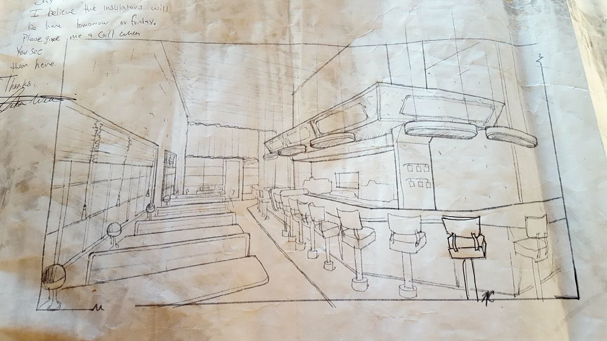 A sketch of the dining area.