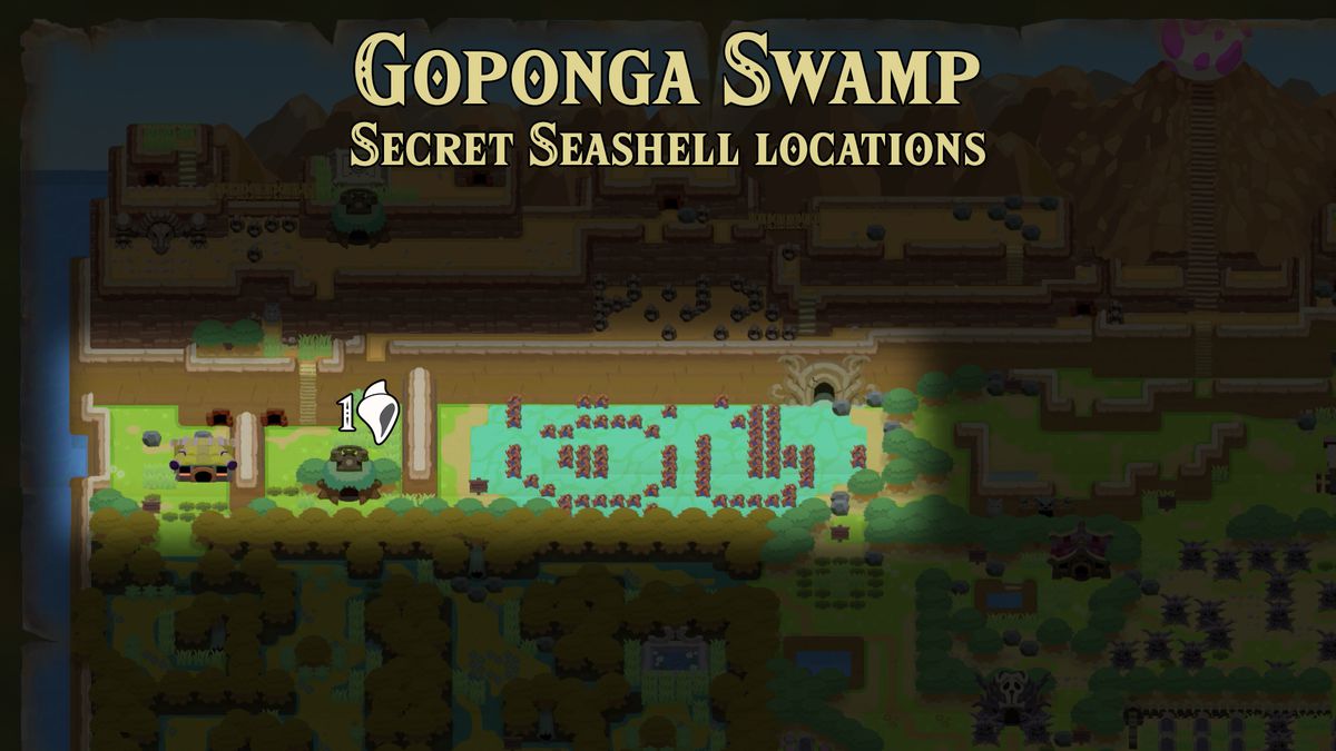 Link’s Awakening Goponga Swamp Secret Seashell location map