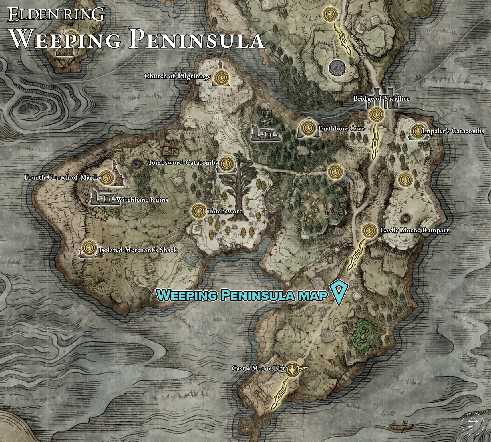 WEEPING PENINSULA MAP FRAGMENT STELE LOCATIONS