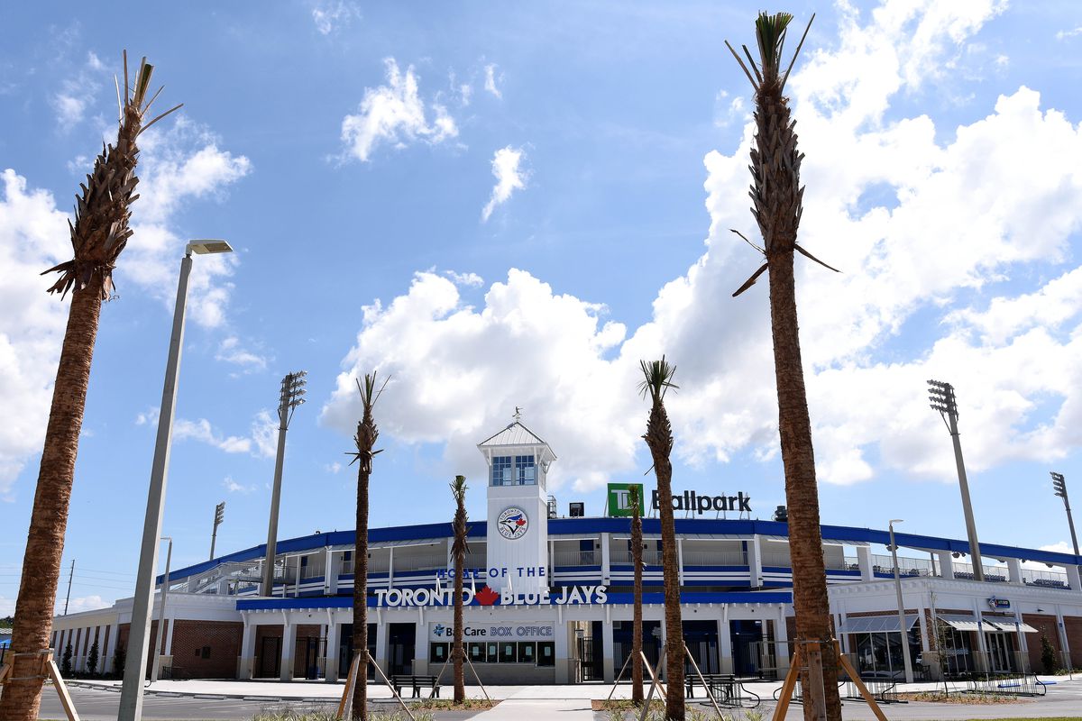 Mar 15, 2020; Dunedin, Florida, USA; The entrance of TD Ballpark. The game between the New York Yankees and Toronto Blue Jays was cancelled due to the Covid 19 coronavirus outbreak.