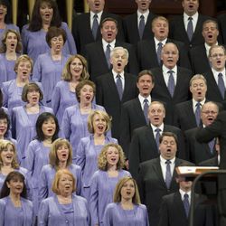 Members of the Tabernacle Choir perform during the morning session of 183 annual General Conference of the Church of Jesus Christ of Latter Day Saints Saturday, April 6, 2013 inside the Conference Center.