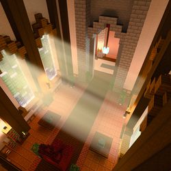 The “Crystal Palace” world in the <em>Minecraft</em> with RTX beta — ray tracing enabled