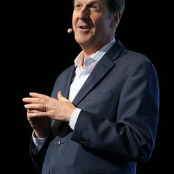 FamilySearch CEO Steve Rockwood delivers the keynote address as RootsTech opens at the Salt Palace in Salt Lake City on Wednesday, Feb. 28, 2018.