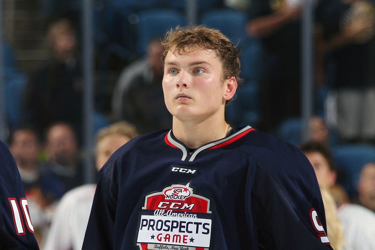 Kieffer Bellows at a prospects game in Buffalo last September.