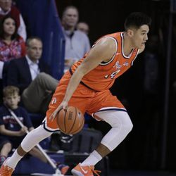 Pepperdine forward Chris Reyes (14) dribbles the ball during the second half of an NCAA college basketball game against Gonzaga in Spokane, Wash., Thursday, Dec. 29, 2016. (AP Photo/Young Kwak)