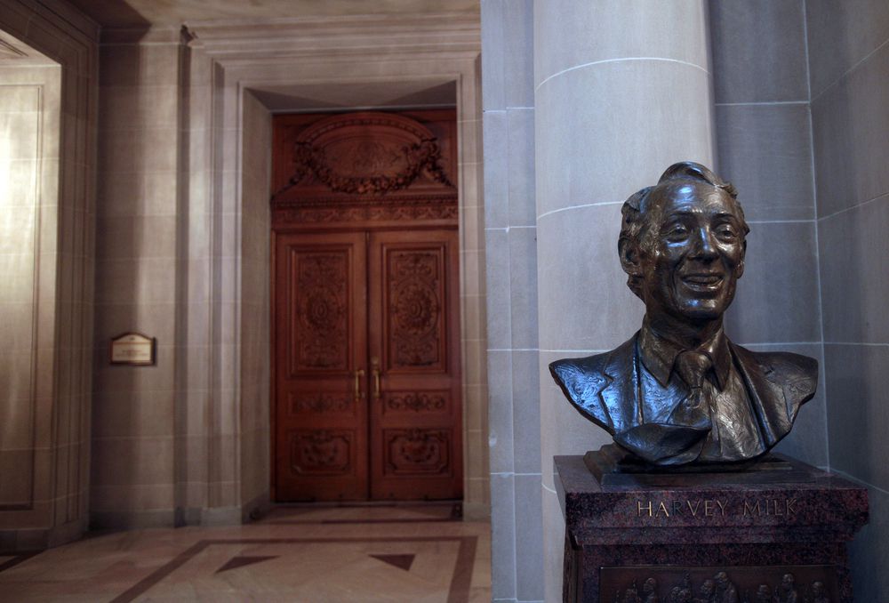 The bust of Harvey Milk at SF City Hall.
