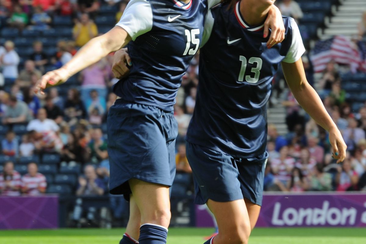 Jul 25, 2012; Glasgow, United Kingdom; Rapinoe and Morgan have been key for the Americans in London. Mandatory Credit: Matt Kryger-USA TODAY Sports