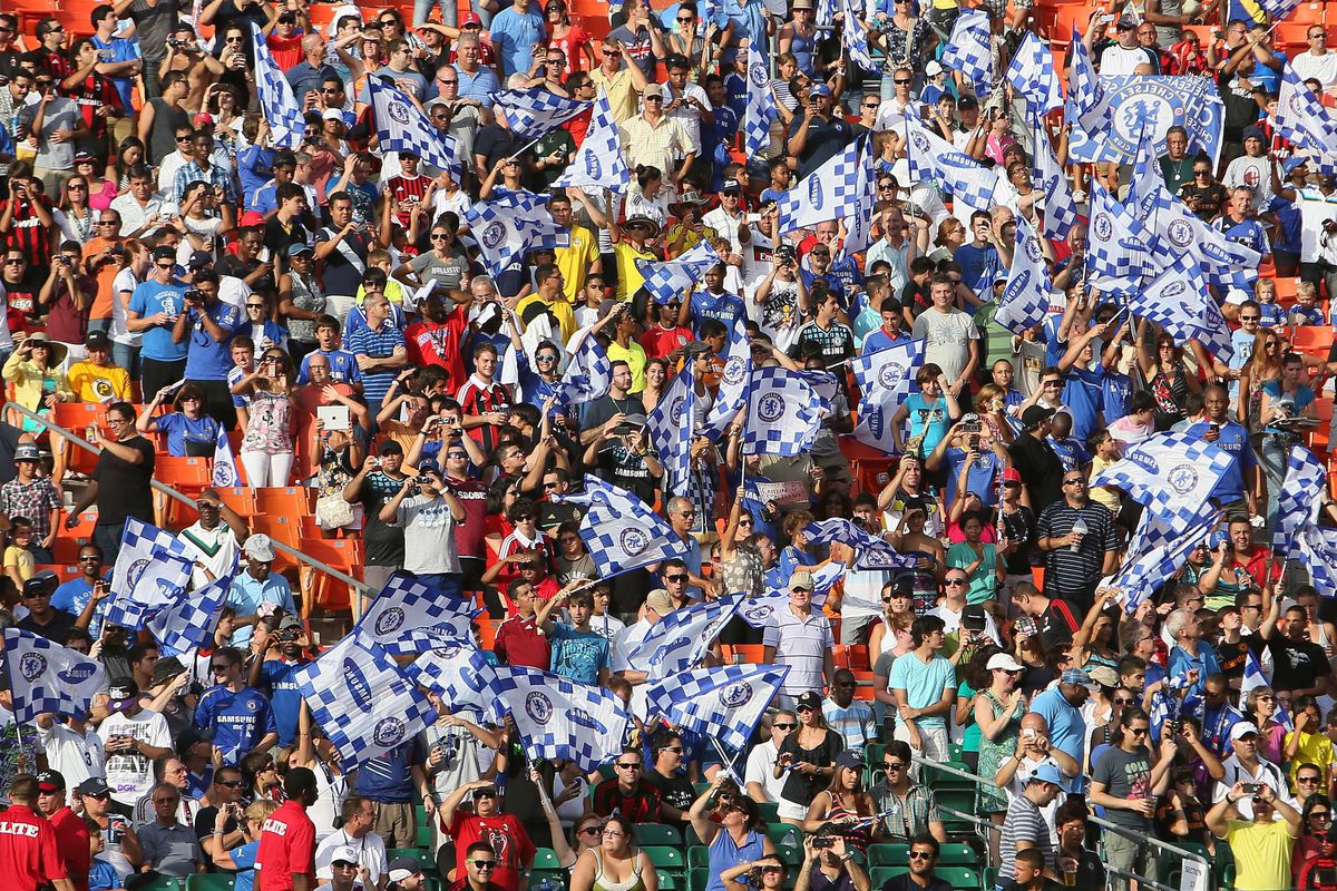 July 28 2012; Miami, FL, USA;  Chelsea FC fans cheer before a game against AC Milan during the  2012 World Football Challenge at SunLife Stadium. Mandatory Credit: Robert Mayer-US PRESSWIRE