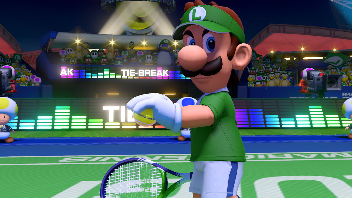 Mario Tennis Aces - Luigi serving in a tiebreaker
