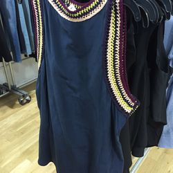Knit embroidered navy tank, $70 (was $295)