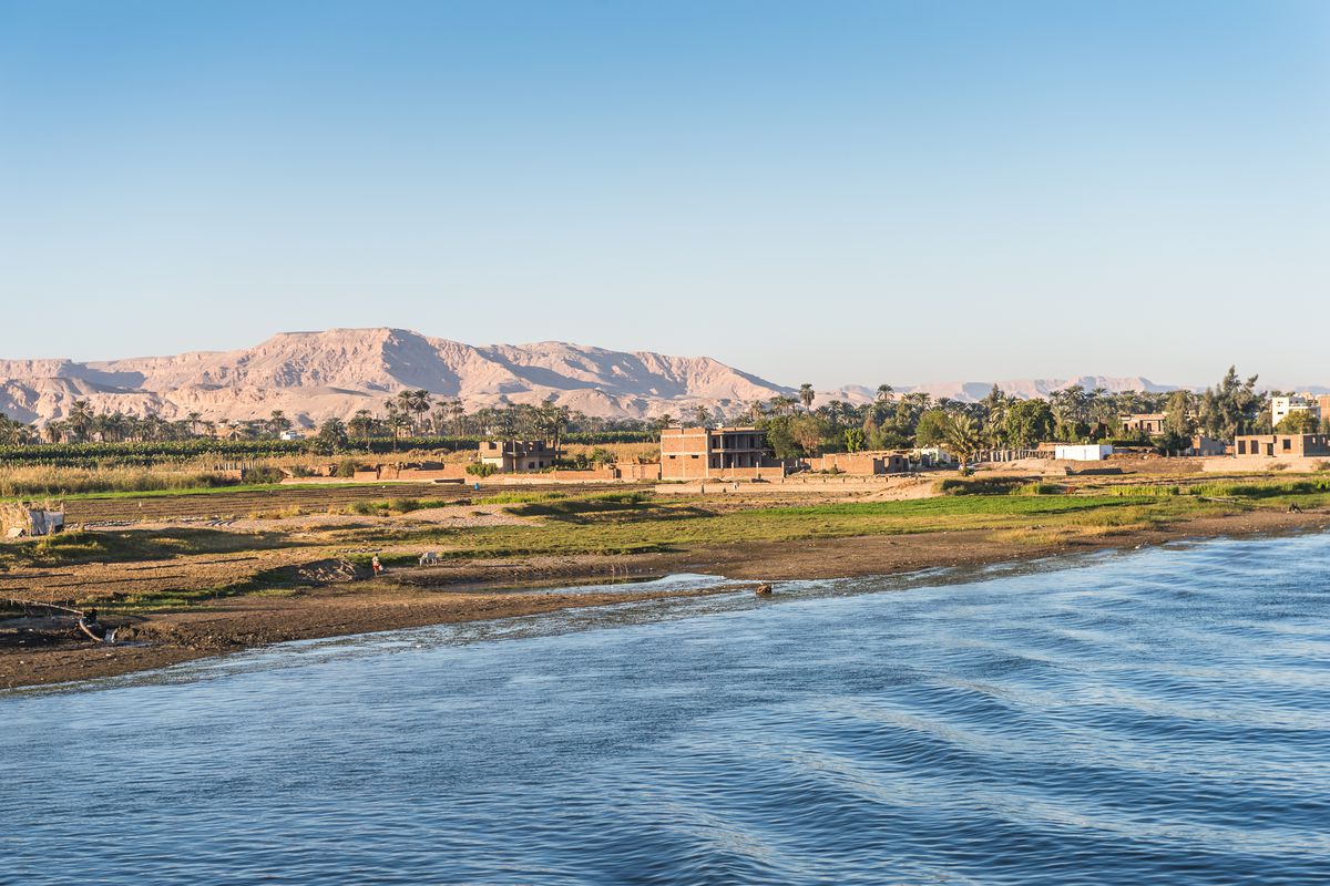 The coastline of the river Nile near Luxor in November 2014. Papyrus Amherst 63 was discovered along the Egyptian Nile at Luxor in the late 19th century, roughly 500 miles south of the Mediterranean.