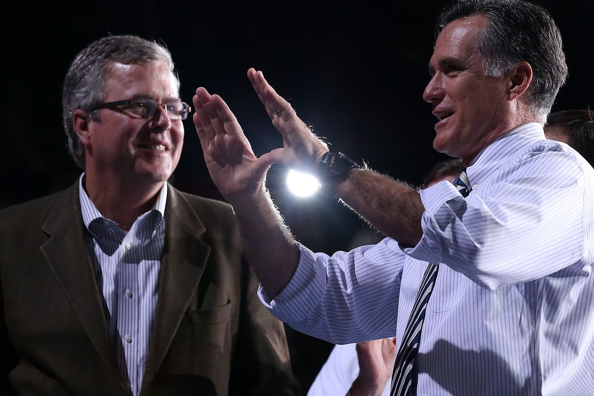 Jeb Bush and Mitt Romney, in 2012.