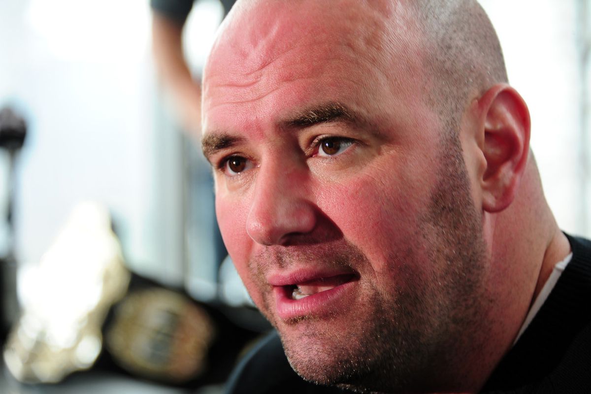 President Dana White speaks during a press conference promoting UFC 145: Jones v Evans at Philips Arena on February 16, 2012 in Atlanta, Georgia. (Photo by Scott Cunningham/Getty Images)
