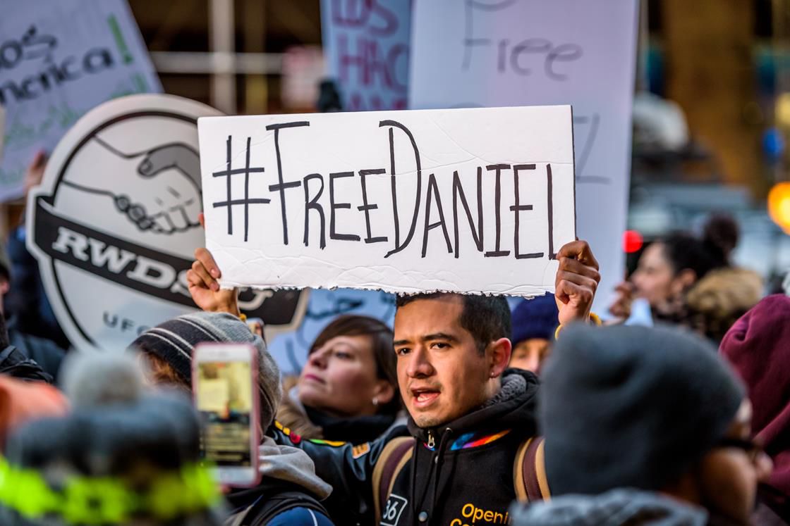 Activists protest the detention of DACA recipient Daniel Ramirez